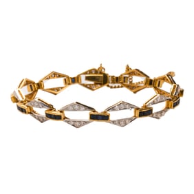 A sapphire, diamond and 18k gold bracelet