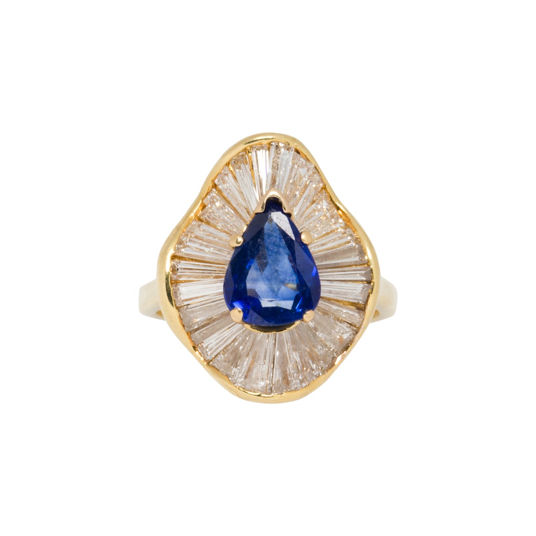 A sapphire, diamond, and 18k gold ballerina ring (1 of 2)