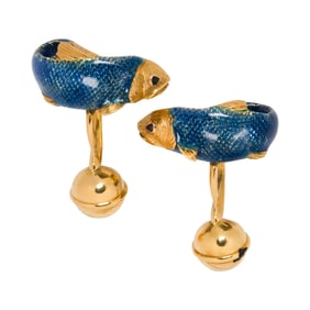 A pair of Tiffany & Co. enamel and 18k gold cufflinks, 1989