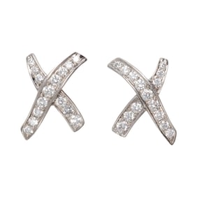 A pair of Paloma Picasso for Tiffany & Co. diamond and platinum earrings, 1984