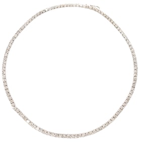 A diamond and 18k white gold tennis necklace