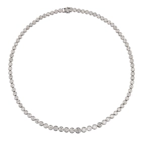 A diamond and 14k white gold rivi?re necklace