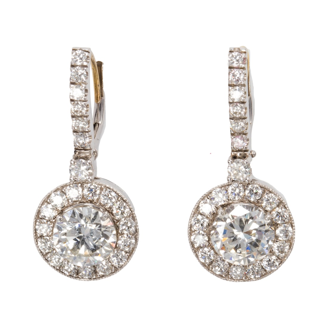 A pair of diamond and 14k white gold drop earrings (1 of 2)