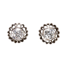 A pair of diamond and platinum earrings