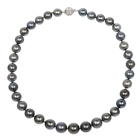 A South Sea cultured pearl and 14k white gold necklace