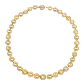 A South Sea golden cultured pearl and 14k gold necklace