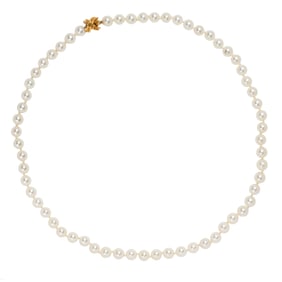 A Tiffany & Co. cultured pearl and 18k gold necklace