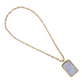 A lavender jade and 14k gold pendant-enhancer and chain