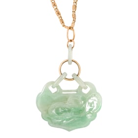 A jadieite and 14k gold necklace