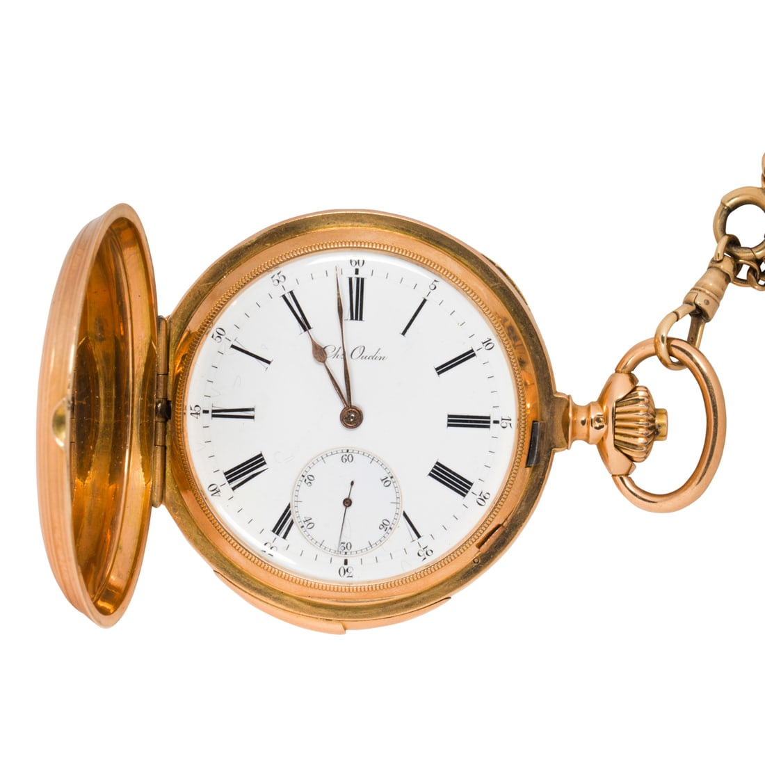 A Ch. Oudin Paris Horloger De La Marine 17 ave De L'Opera 18k gold quarter repeater gold pocket watc (1 of 4)