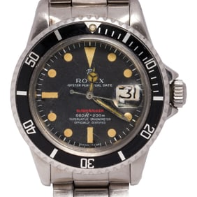 A 1973 Rolex Red-Submariner stainless steel wristwatch 1680