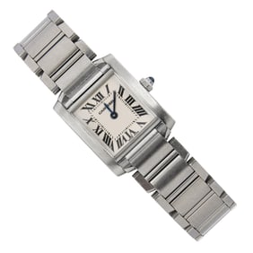 A Cartier stainless steel Tank Franncaise wrist watch