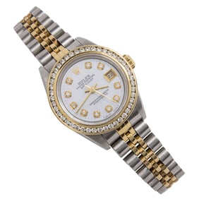 A Rolex, diamond, 18k gold and stainless steel two-tone wristwatch, Oyster Perpetual DateJust, circa