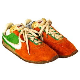 A vintage pair of Nike 'The Sting" suede and nylon running track shoes