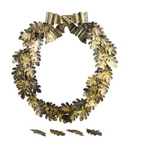 A Swedish 800-gilt silver oak wreath