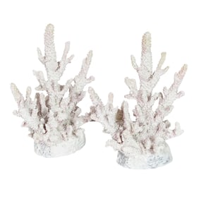 Two white painted composite coral groups