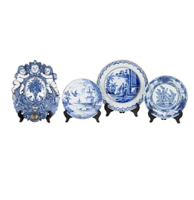 A group of Dutch Delft blue and white pottery
