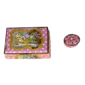 Two Staffordshire enamel boxes