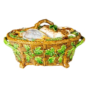 A Minton majolica game pie dish