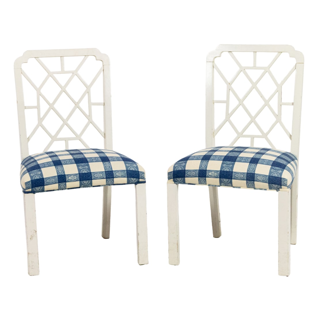 A pair of contemporary white lacquer side chairs (1 of 5)
