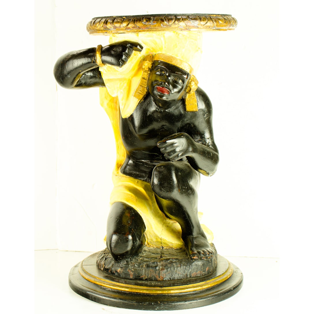 A Continental polychrome and giltwood blackamoor stand (1 of 1)
