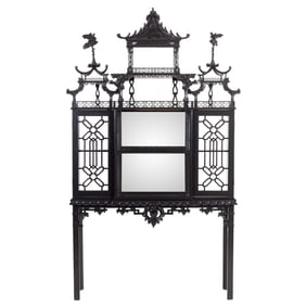 An Ann Getty designed Chinoiserie lacquer vitrine after Thomas Chippendale