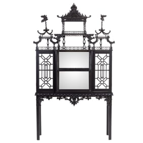An Ann Getty designed Chinoiserie lacquer vitrine after Thomas Chippendale