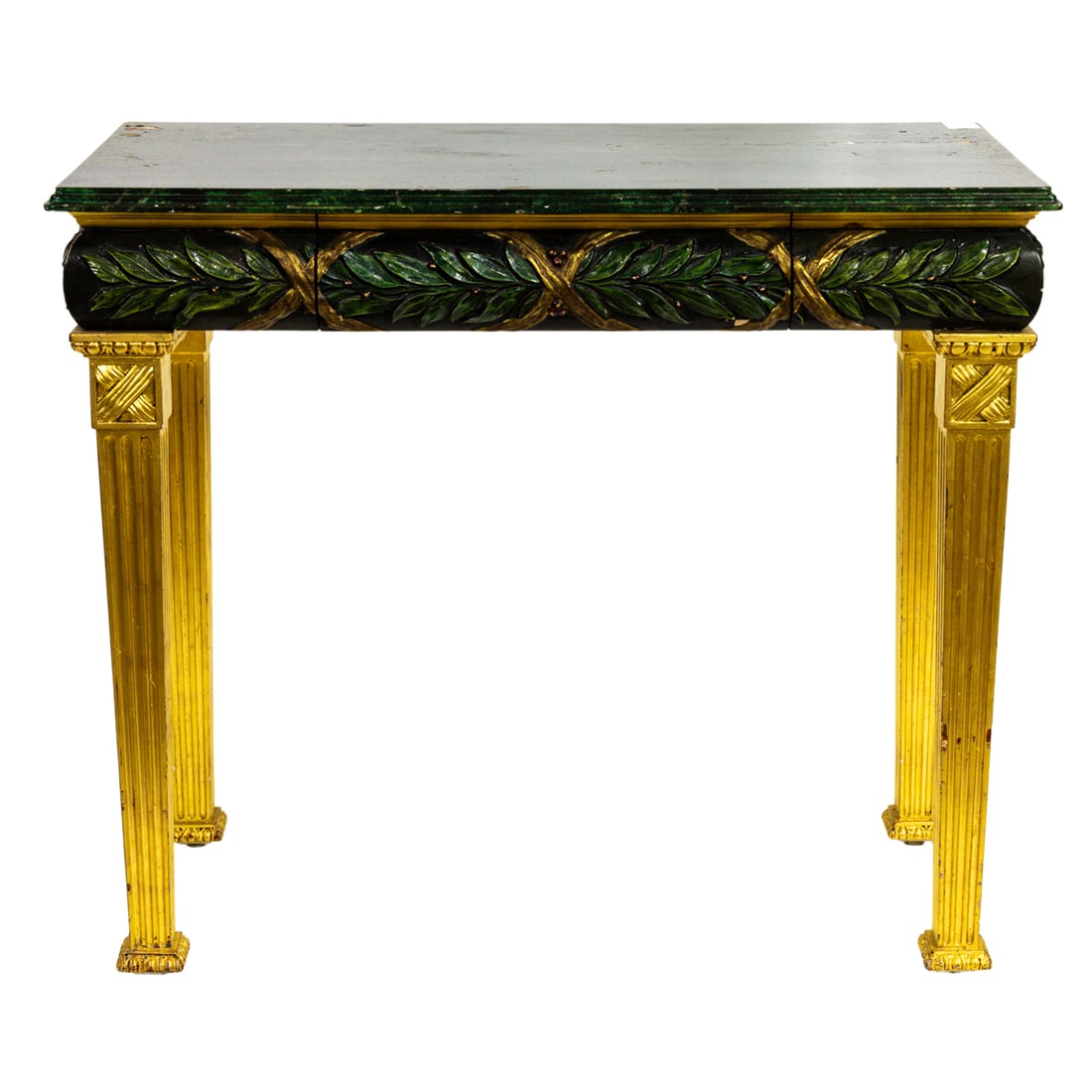A Neoclassical style polychrome single drawer console table (1 of 5)