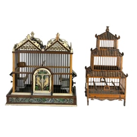 Two architectural birdcages