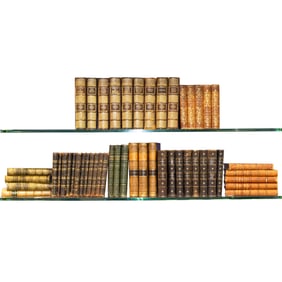 A group of books with decorative bindings