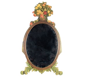A paint decorated easel mirror