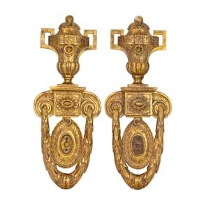 A pair of Maison Bagues Neoclassical style gilt wood appliques