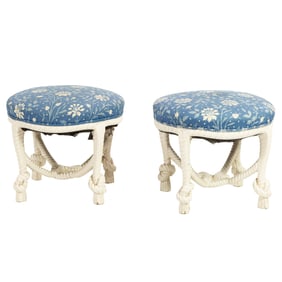 A pair of contemporary Italian rope stools
