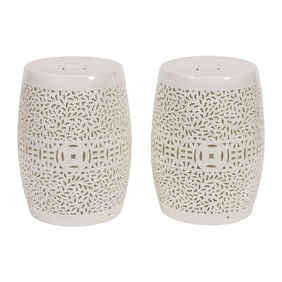 A pair of Asian reticulated porcelain illuminated garden seats