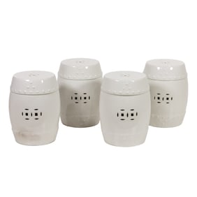 A set of four Asian white porcelain garden seats