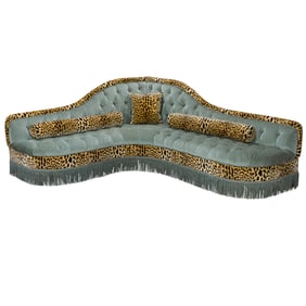 A custom designed tufted banquette