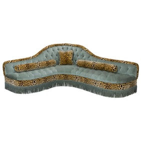 A custom designed tufted banquette