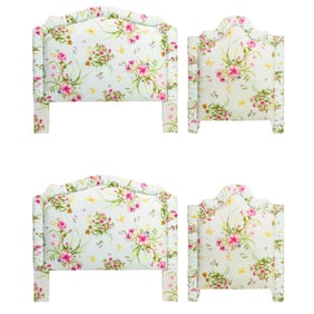 Two pairs of floral upholstered headboards