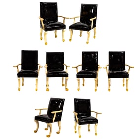 A set of eight John Dickinson style arm chairs in the Etruscan manner