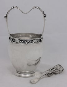 A Danish S. Christian sterling ice bucket with tongs