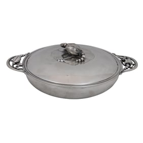 A Georg Jensen sterling covered serving bowl in the Blossom pattern