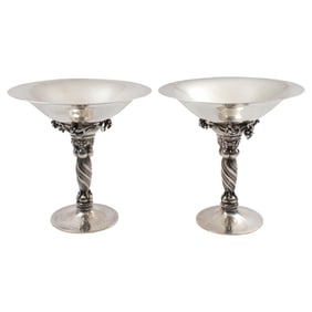 A pair of Georg Jensen sterling compotes in the Grapevine pattern