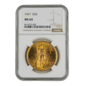 A U.S. 1927 $20 St. Gaudens double eagle NGC MS64