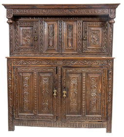 An English oak court cupboard first quarter 18th century