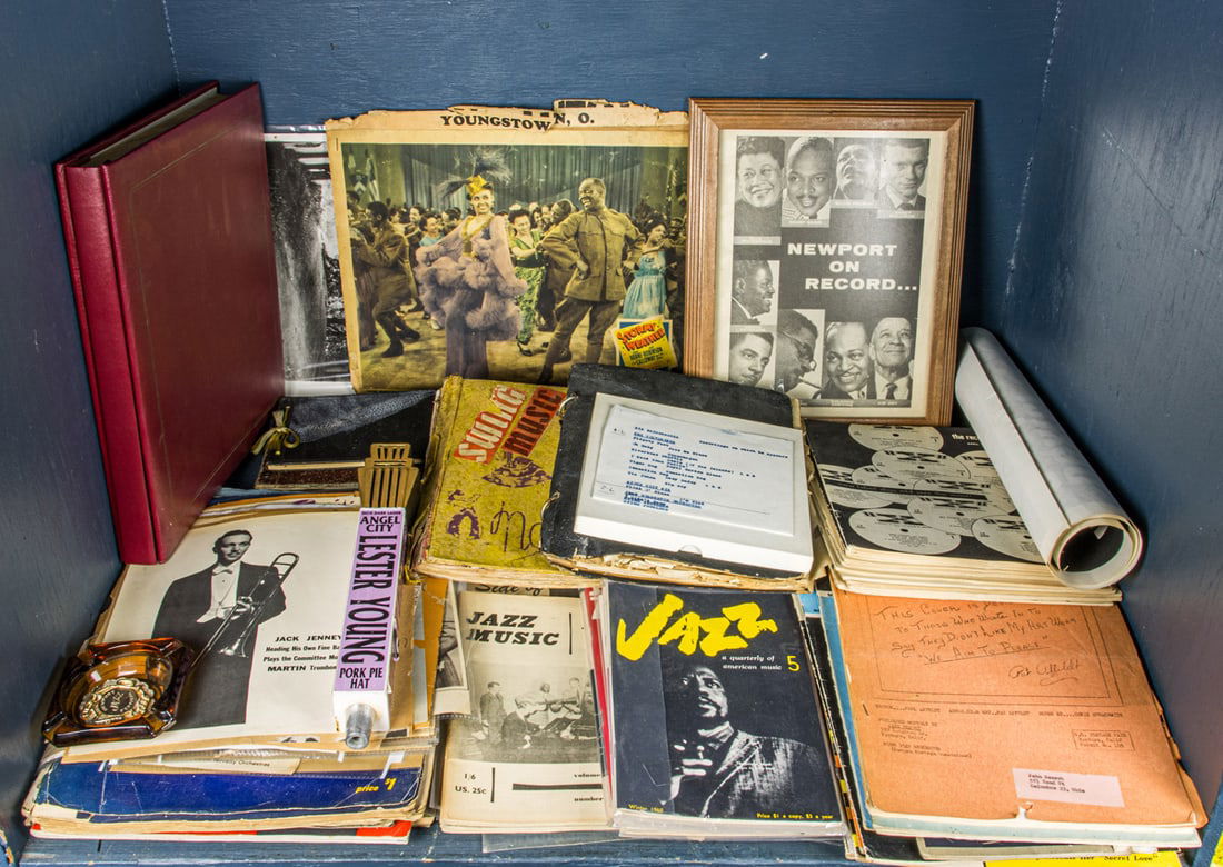 A group of jazz ephemera comprising publications such as Jazz Reports, Jazz Quarterly, The Record: A group of jazz ephemera comprising publications such as Jazz Reports, Jazz Quarterly, The Record Changer, Jazz Monthly, Jazz Music, with Decca Records flyers; press photos; a Bik Beiderbecke reel to