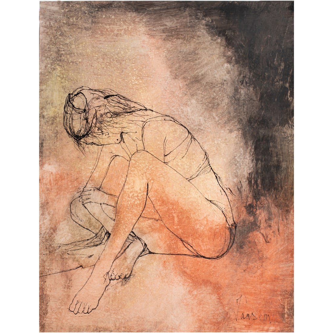 Work on paper, Jean Jansem: Jean Jansem (French, 1920-2013), Untitled, mixed media on paper, signed lower right, sheet (unframed): 26"h x 20"w. Note: This lot is accompanied by an appraisal from Wally Findlay Galleries, Chicago,