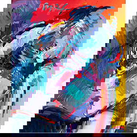 Painting, Peter Max: Peter Max (American, b. 1937), Untitled (Profile of a Woman), acrylic on canvas, signed upper left/center, artist stamp verso with possible date "1998" and inventory number "29593" verso, canvas: 24"h