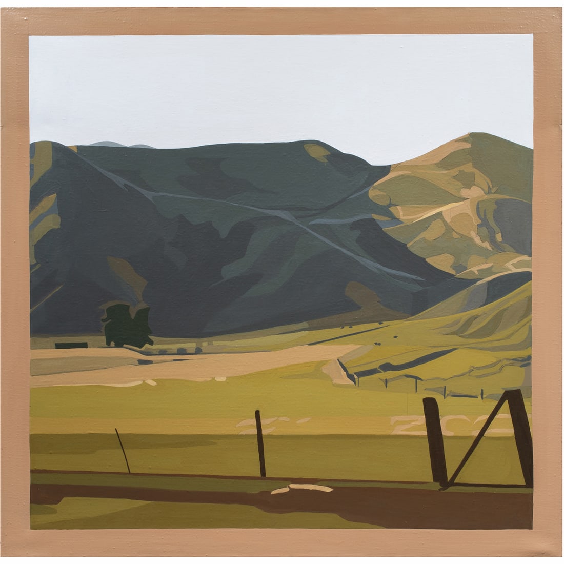 Painting, Bryan Wilson: Bryan Wilson (American, 1927-2002), Untitled (Hilly Landscape), oil on canvas, unsigned, canvas (unframed): 48"h x 48"w