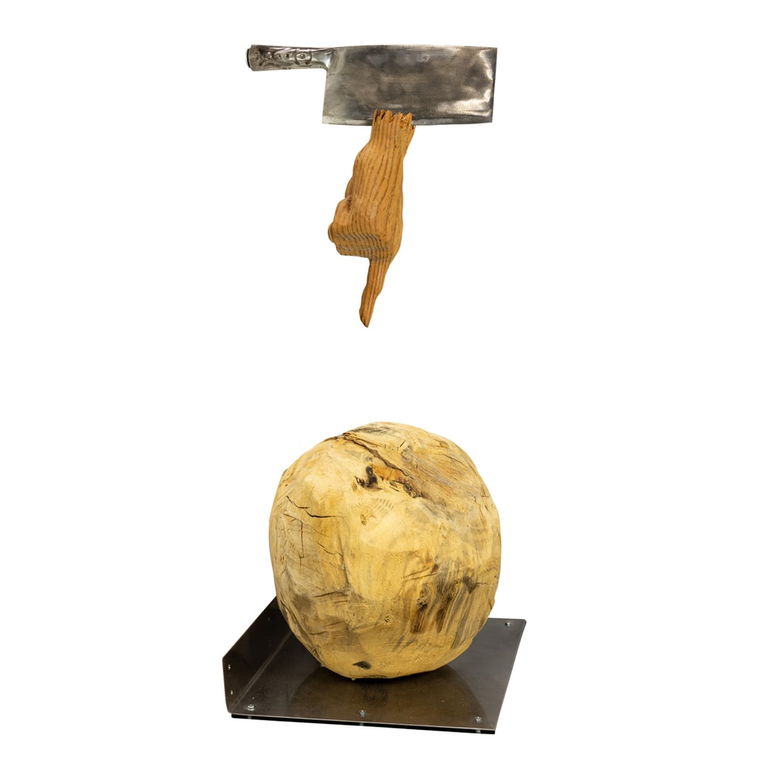 Sculpture, Baochi Zhang: Baochi Zhang (Chinese, b. 1956), "Did God Create the Chinese," wood and steel sculpture, overall: 79"h x 24"w x 24"d. Provenance: Haines Gallery (San Francisco, CA) 1992.