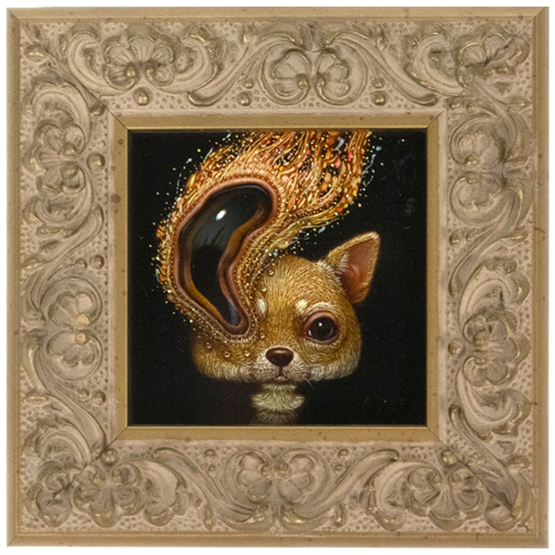 Naoto Hattori (born 1975) - SHROOMDOG 08: Naoto Hattori (born 1975) - SHROOMDOG 08. Acrylic on board, signed on the reverse, dated 2019, framed, 2.75" x 2.75". Provenance: acquired directly from the artist.